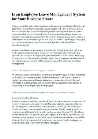 Is an Employee Leave Management System for Your Business Smart