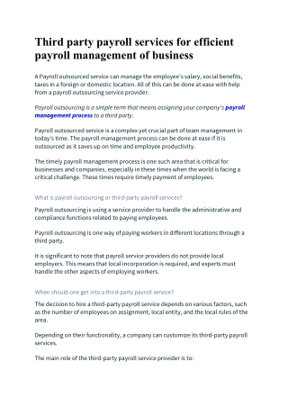 Third party payroll services for efficient payroll management of business