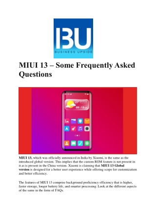MIUI 13 – Some Frequently Asked Questions