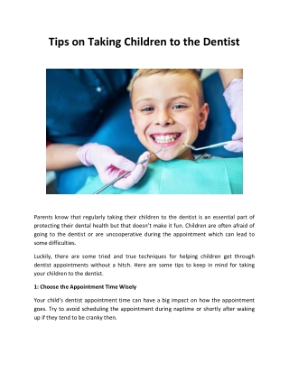 Tips on Taking Children to the Dentist