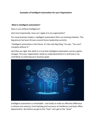 Examples of Intelligent Automation for your Organization