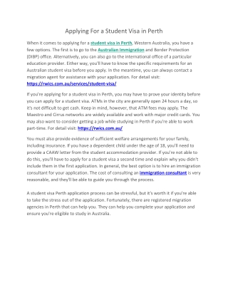 Applying For a Student Visa in Perth