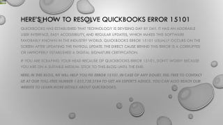 An easy way to resolve QuickBooks Error 15101