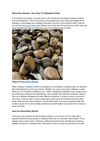 Decorative Stones - Your Key To A Beautiful Home