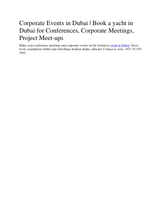 Corporate Events in Dubai