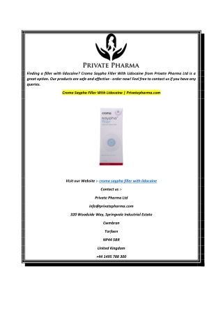 Croma Saypha Filler With Lidocaine  Privatepharma.com