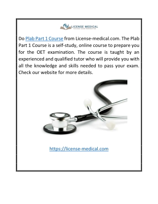 Plab Part 1 Course  License-medical.com