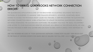 An easy way to troubleshoot QuickBooks Network Connection Error