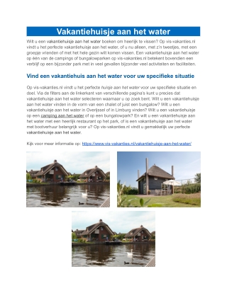 Vis-Vakanties - Vakantiehuisje aan het water