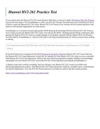 Huawei H12-261 Practice Test