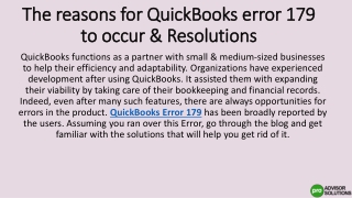 QuickBooks Error 179  ppt