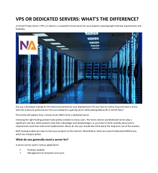 VPS OR DEDICATED SERVERS WHATS THE DIFFERENCE