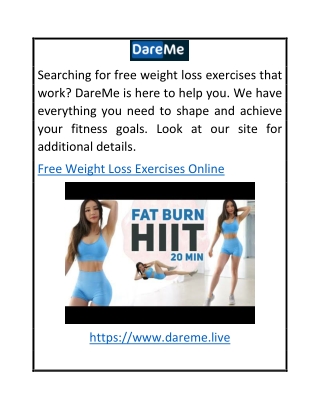 Free Weight Loss Exercises Online  DareMe