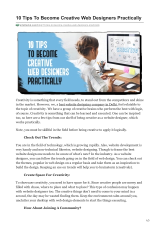 10 Tips To Become Creative Web Designers Practically