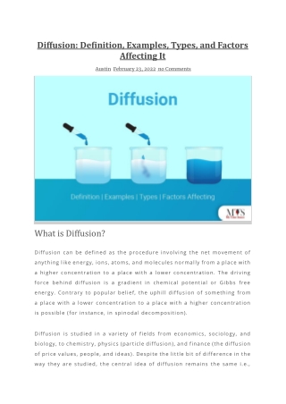 Diffusion - Definition, Examples, Types, and Factors Affecting It