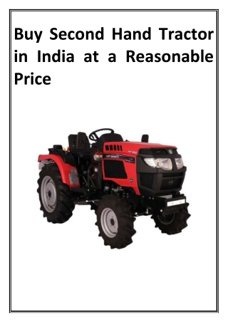 Buy Second Hand Tractor in India at a Reasonable Price