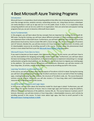 4 Best Microsoft Azure Training Programs