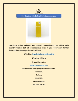 Buy Belotero Soft Online | Privatepharma.com