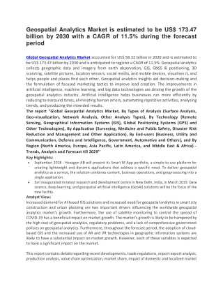 Geospatial Analytics Market is estimated to be US