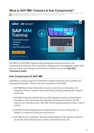 What Is SAP MM Features amp Sub Components
