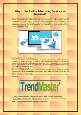 Why to hire Twitter Advertising Services for business
