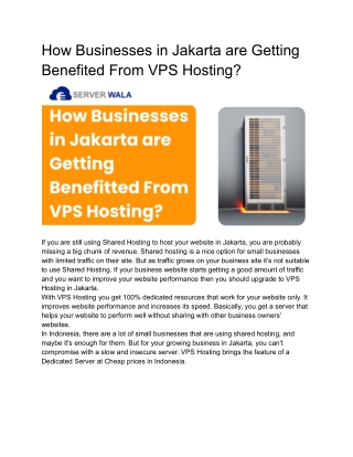 How Businesses in Jakarta Getting Benefits From VPS Hosting