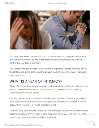 Unpacking the fear of intimacy