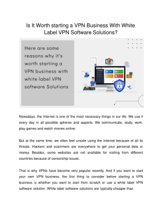 Is It Worth starting a VPN Business With White Label VPN Software Solutions?