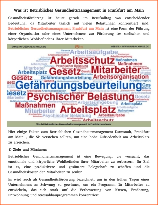 betriebliches gesundheitsmanagement frankfurt