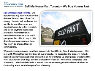 Sell My House Fast Scarborough -  We Buy Houses Toronto