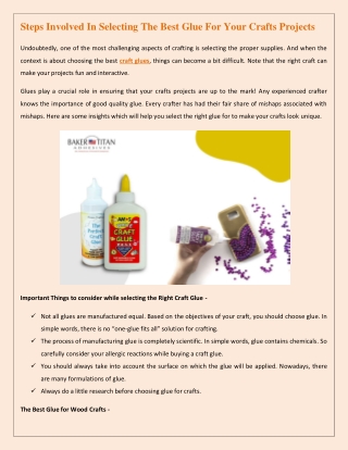 Steps Involved In Selecting The Best Glue For Your Crafts Projects