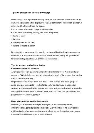 Tips for success in Wireframe design