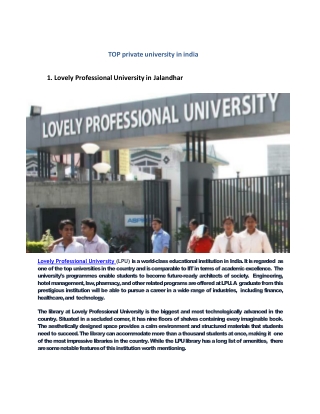 TOP private university in india