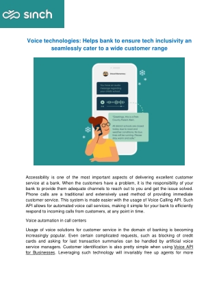 Voice technologies: Helps bank to ensure tech inclusivity and seamlessly