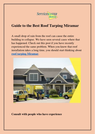 Guide to the Best Roof Tarping Miramar