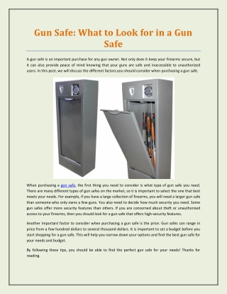 Gun Safe: What to Look for in a Gun Safe