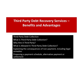 Third Party Debt Recovery Services – Benefits and Advantages