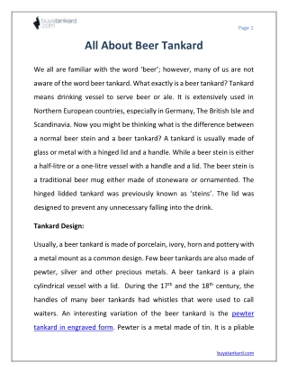 All About Beer Tankard