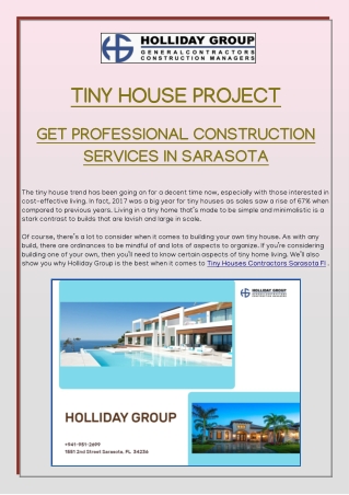 Need Help With Your Tiny House Project? Get Professional Construction Services In Sarasota