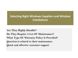 Selecting Right Windows Suppliers and Window Installations