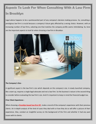 Aspects To Look For When Consulting With A Law Firm In Brooklyn