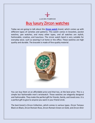 Buy luxury Zircon watches