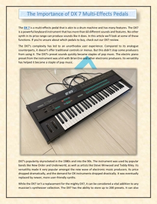 The Importance of DX 7 Multi-Effects Pedals