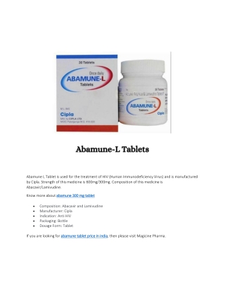 abamune tablet price in India