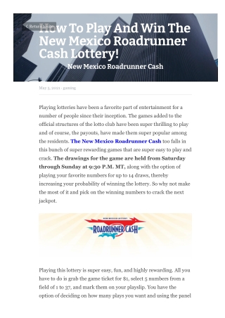 How To Play And Win The New Mexico Roadrunner Cash Lottery!