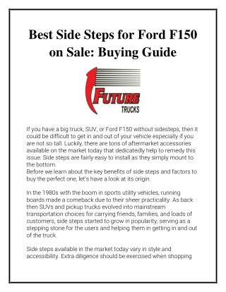 Best Side Steps for Ford F150 on Sale: Buying Guide