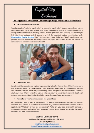 Top Suggestions for Women Considering Hiring a Professional Matchmaker