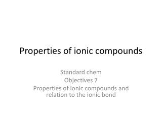 Properties of ionic compounds