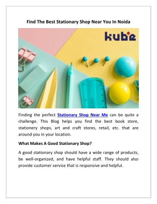 Find The Best Stationary Shop Near You In Noida