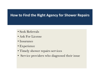 How to Find the Right Agency for Shower Repairs